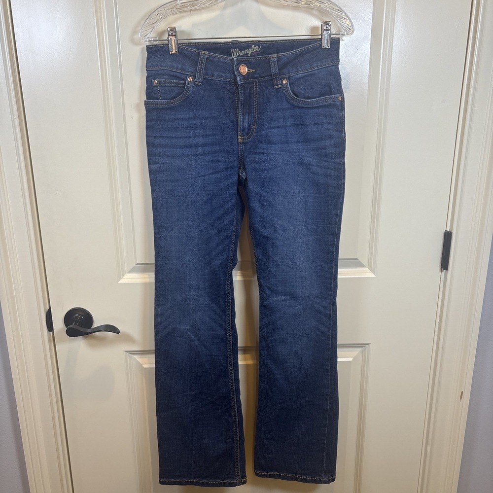Wrangler® Women Mae Mid Rise Dark Blue Bootcut Jeans Size 5x32 Western Rodeo